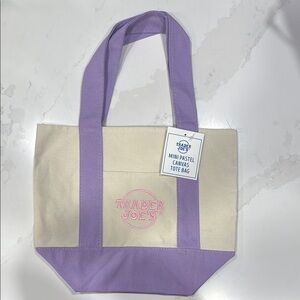 Purple and Cream Canvas Tote Bag